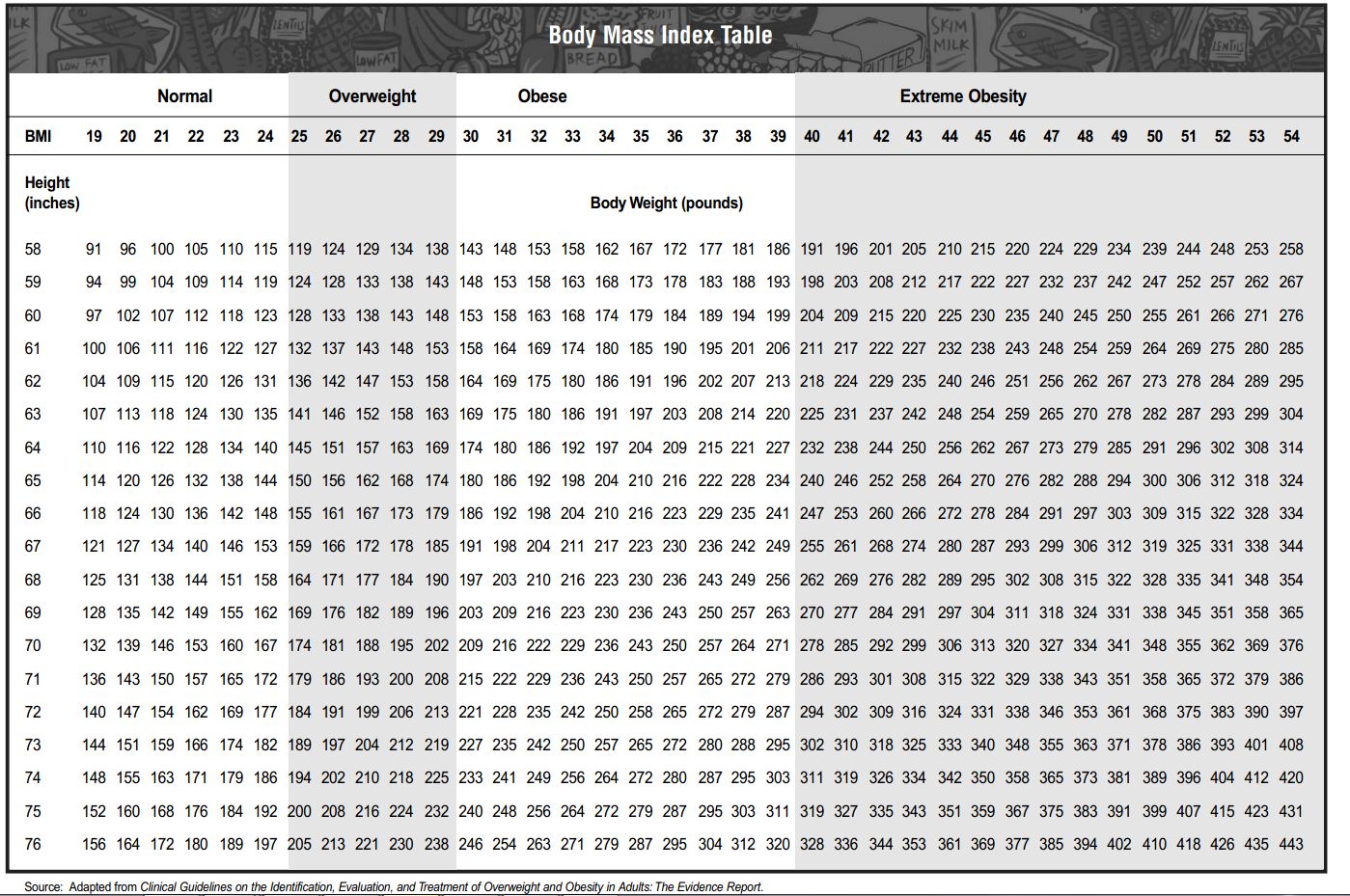 Body Mass Chart