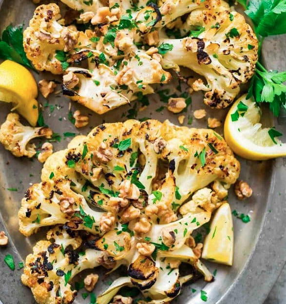 Red Pepper Walnut Cauliflower Steaks